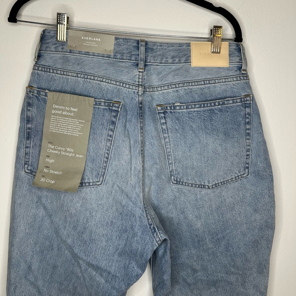 NWT EVERLANE The Curvy 90’s Cheeky Straight Cropped Patchwork Jeans Sz 30 - Picture 5 of 8